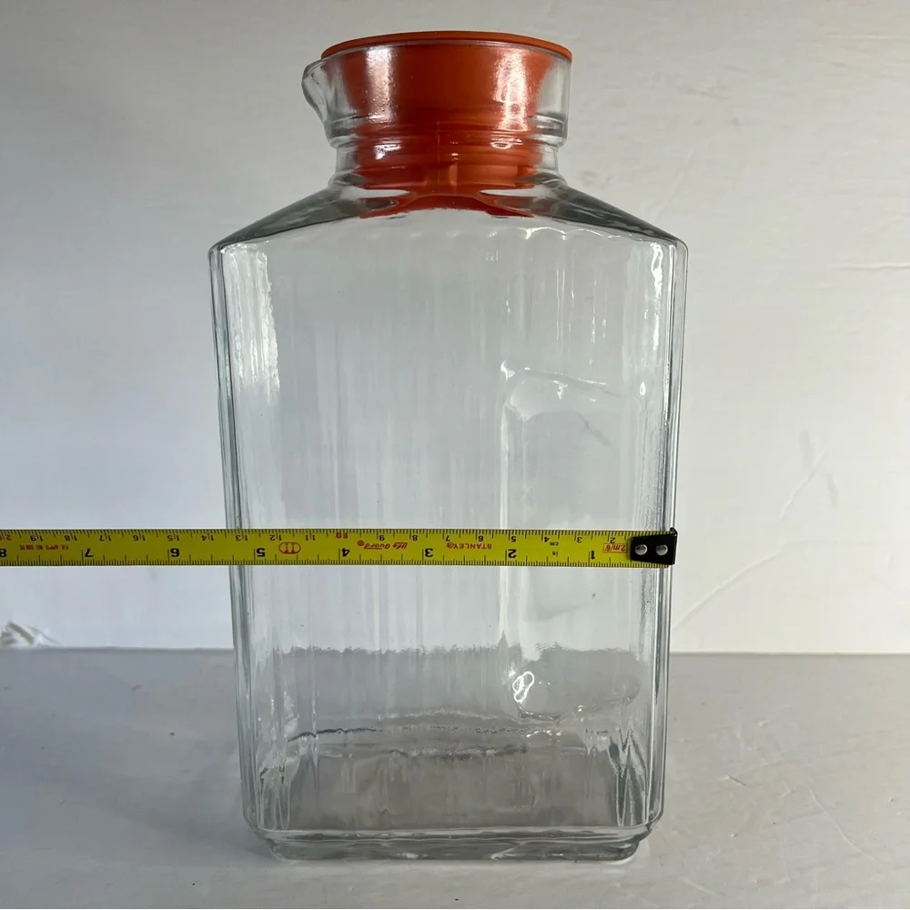 VTG Anchor Hocking Refrigerator 2 Qt Juice Carafe Glass Jug Rubber Stopper READ
